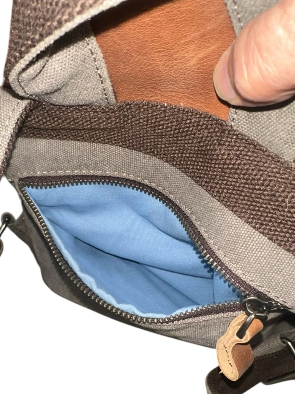 United Leather New York Cotton Canvas CowhideLeather UNISEX Backpack Taupe NWOT